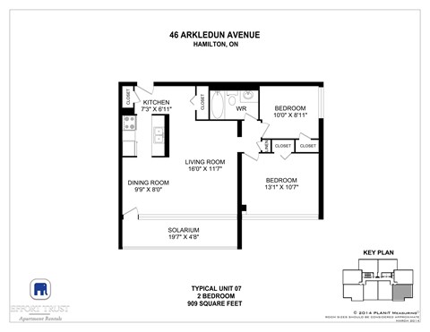 A floor plan for a 2 bedroom apartment at 46 Arkle
